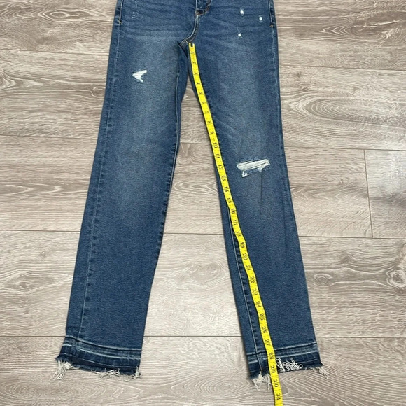 NWOT Anthropologie Pilcro High Rise Cigarette Denim Jeans Raw Hem Distressed 25 - Picture 11 of 16